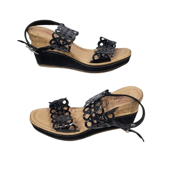 Azura Perforated Open Toe Strappy Wedge Sandals Size 39 - Picture 13 of 13